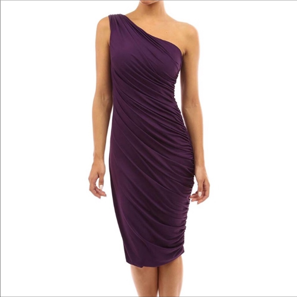 Patty Boutik purple one shoulder knee length dress
